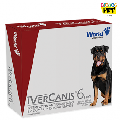 Antiparasitário para Cães Ivercanis 6 mg 04 Comprimidos