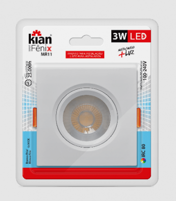 Spot Led Fenix Quadrado MR11 3W -6000K