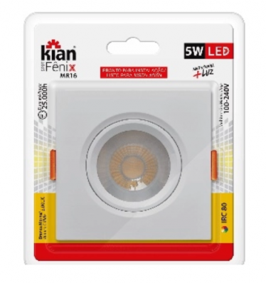 Spot Led Fenix Quadrado MR16 5W -3000K 
