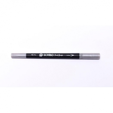 Caneta hidro scribo 2 pontas 1.0mm dual brush 1un prata