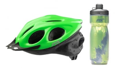 Kit Capacete Ciclismo Ptk Garrafa Caramanhola Térmica Verde