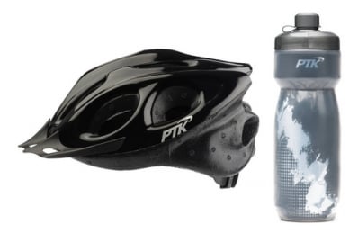 Kit Capacete Ciclismo Garrafa Caramanhola Térmica Preto