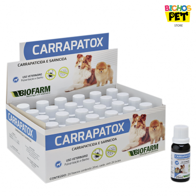 Carrapaticida e Sarnicida para Cães Carrapatox Biofarm 20 ml - Caixa com 24 Unidades