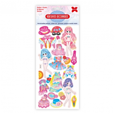 Cartela de adesivos decorados princesas 3D - CC-083