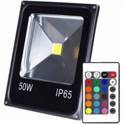 Refletor De Led 50W Colorido Com Controle