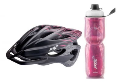 Capacete Ciclismo Caramanhola Garrafa Térmica Ptk Rosa