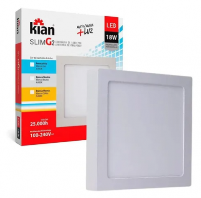 Plafon Led Sobrepor Quadrado 18w