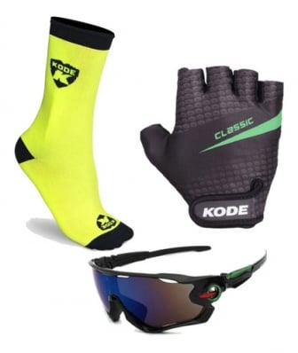 Luva Ciclismo Kode Classic Óculos Meia Mtb Speed Verde