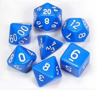 Dados para RPG azul e branco sólido