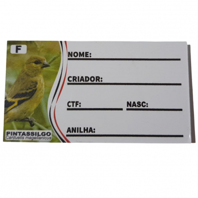 PLACA DE IDENTIFICAÇÃO PVC - PINTASSILGO FÊMEA