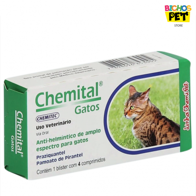 Vermífugo para Gatos Chemital 4 Comprimidos