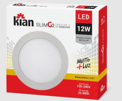 Luminária Led Sobrepor Redonda SLIM-12W - 3000K 