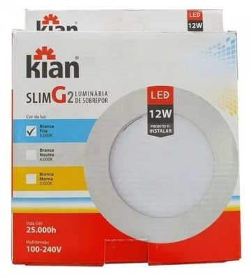 Luminária Led Redonda 12w- 6000k