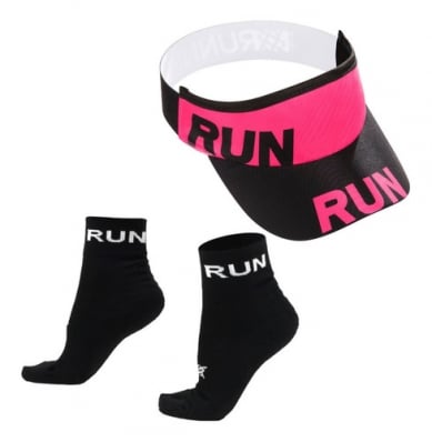 Kit Viseira E Meia Corrida Hupi Running Esportes Run Rosa