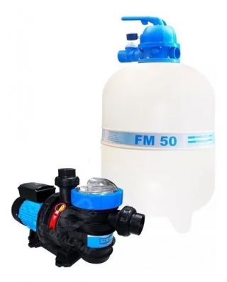 Kit de Filtro e Bomba p/ piscinas Fm 50 + Bmc 75 3/4 Cv Sodramar