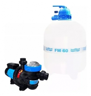 Kit de Filtro e Bomba p/ piscinas Fm 60 + Bmc 100 1 Cv Sodramar