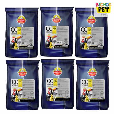 Alimento para Pássaros CC Mineral MIX com Carvão Biotron 1,5 kg 06 Unidades