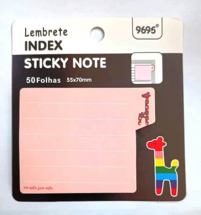 Bloco adesivo pautado stick note index girafa 55x70mm 50 fls
