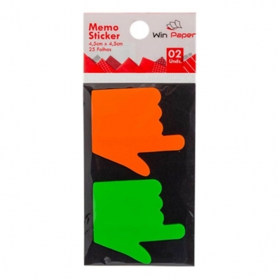 Bloco auto adesivo memo sticker mãos 4.50x4.50cm 25 fls