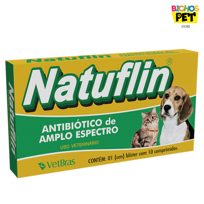 Antibiótico para Cães e Gatos Natuflin 50 mg Vetbrás 10 Comprimidos