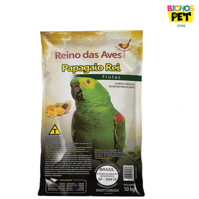 Ração Mistura para Papagaio Rei com Frutas Reino das Aves 10 kg