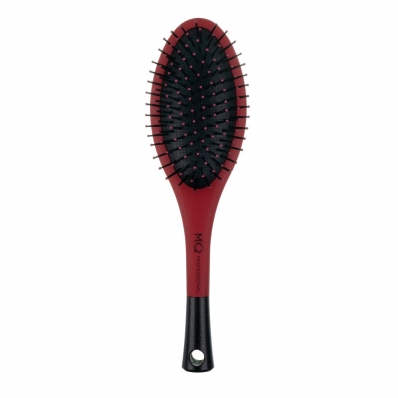 Escova De Cabelo Mq Profissional Oval Almofadada Nylon Carmim Grande 05.006