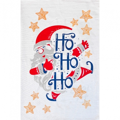 Pano De Prato Lomaer Sacaria Natal 50cmx70cm Estampado Ho Ho Ho Branco