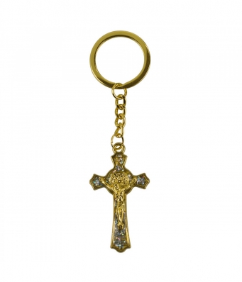 Chaveiro Crucifixo Dourado / Prateado 5cm