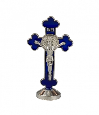 Crucifixo Metal Azul Uso Carro 8cm