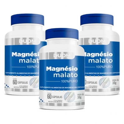 KIT 3X MAGNESIO MALATO 100% PURO 60 CÁPSULAS DUOM
