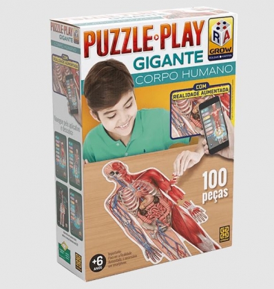 Puzzle Play Gigante 100 PCS Corpo Humano com realidade aumentada
