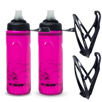 2x Caramanholas Garrafa Tsw Spin 680ml Bike Com Suporte 