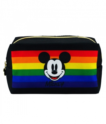 Necessaire Retangular Preta Mickey Rainbow 12x10x20cm - Disney