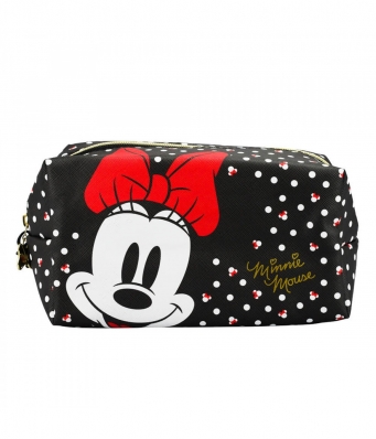 Necessaire Retangular Preta Pintas Laços Minnie 13x10x20cm - Disney