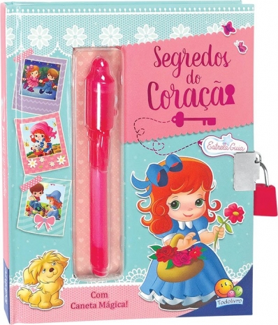 Meu diário Segredos do coração - Com caneta mágica e cadeado