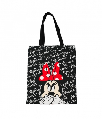 Bolsa Sacola Preta Retangular Rosto Minnie 40x33cm - Disney