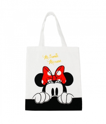 Bolsa Sacola Branca Retangular Rosto Minnie 40x33cm - Disney