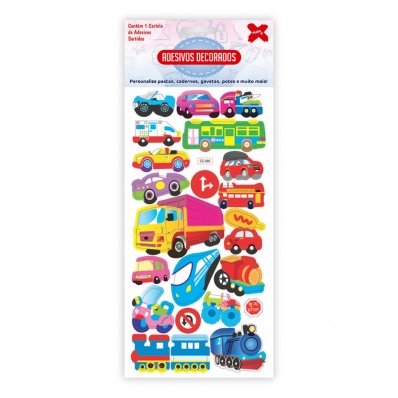 Cartela de adesivos decorados aventura 3D - CC-080