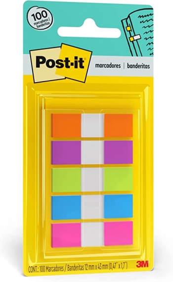 Marcador adesivo Post-it 100 fls 11.90x43.20mm 5 cores Neon