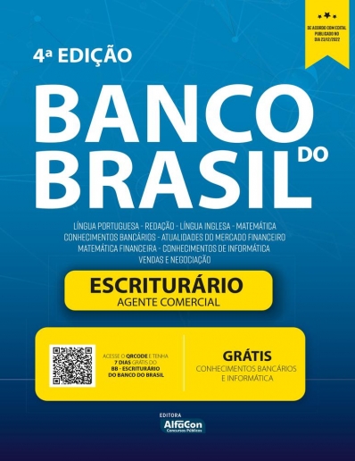 Apostila concurso do Banco do Brasil - Escriturário - Agente Comercial - Edital 2022