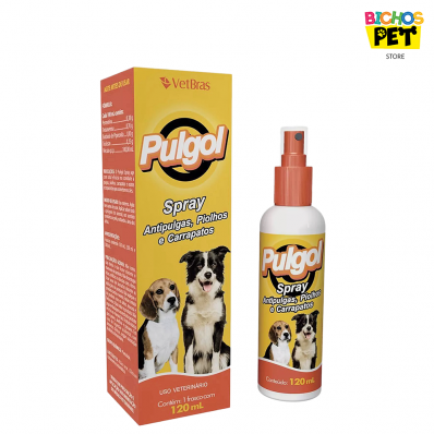 Antipulgas Piolhos e Carrapatos para Cães Pulgol Spray Vetbras 120 ml