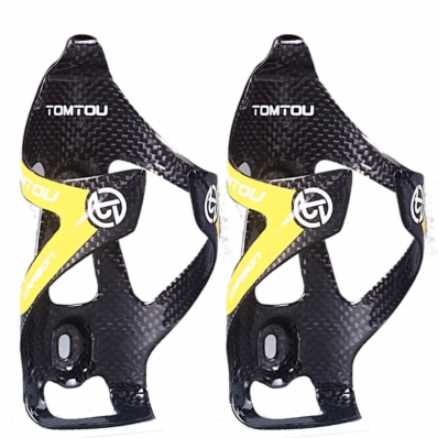  2x Suportes Garrafa Caramanhola Em Carbono Mtb Speed Amarelo