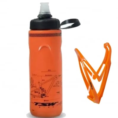 Caramanhola Garrafa Térmica Tsw Spin 680ml Laranja Bike C/ Suporte