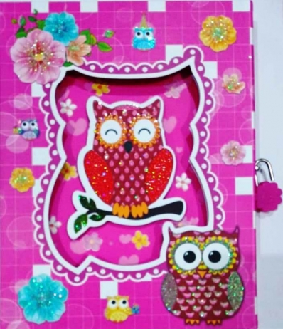 Diário luxo corujinha - pink
