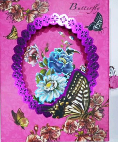 Diário luxo butterfly - pink