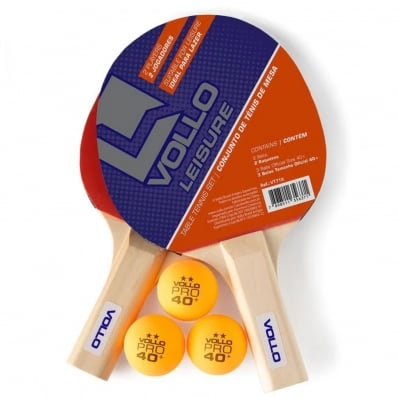 Kit Tênis De Mesa Vollo Ping Pong 2 Raquete Leisure 3 Bolas 