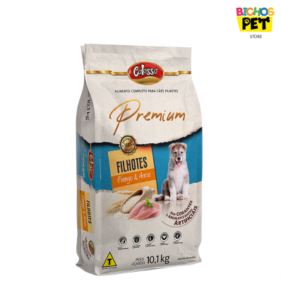 Alimento Caes Filhotes Racao Colosso Prem Frango Arroz 10,1kg