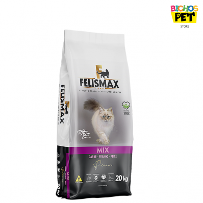 Alimento para Gatos Adultos Ração Felismax Premium Mix Carne, Frango e Peixe 20 kg