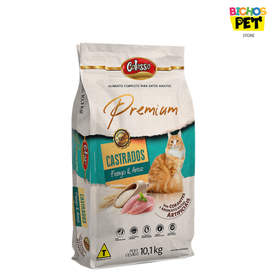 Alimento para Gatos Castrados Ração Colosso Premium Sabor Frango e Arroz 10,1 kg