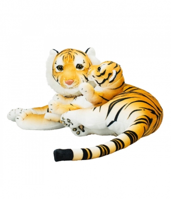 Tigre Mãe Filhote Realista 47cm - Pelúcia